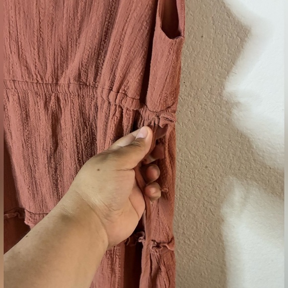 New In Bohemian Rust Sleeveless Tiered Mini Dress M - Picture 6 of 11